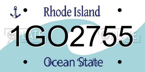 1GO2755 Rhode Island License Plate