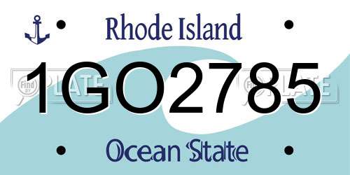 1GO2785 Rhode Island License Plate