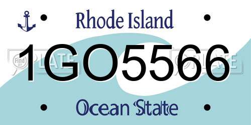 1GO5566 Rhode Island License Plate