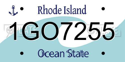 1GO7255 Rhode Island License Plate