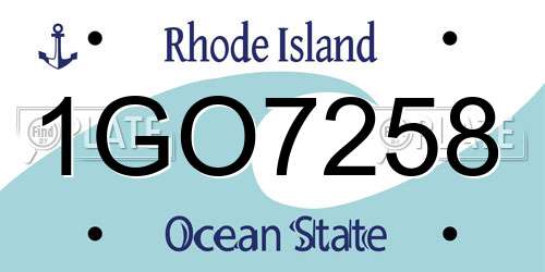 1GO7258 Rhode Island License Plate