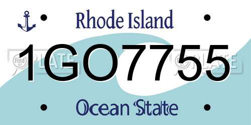 1GO7755 Rhode Island License Plate