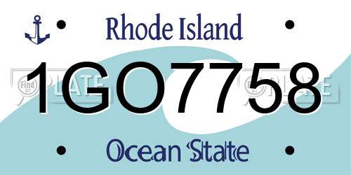 1GO7758 Rhode Island License Plate