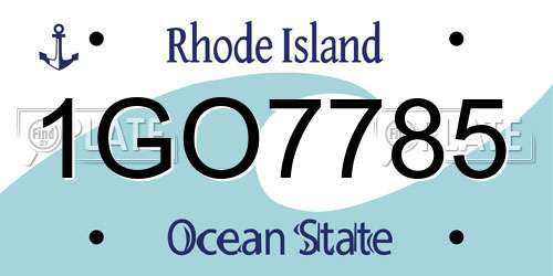 1GO7785 Rhode Island License Plate