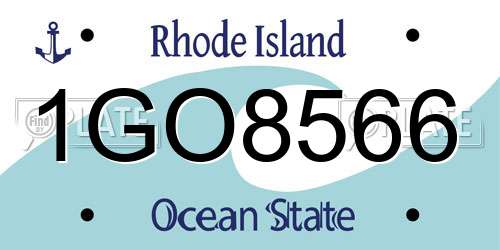 1GO8566 Rhode Island License Plate