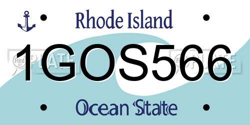 1GOS566 Rhode Island License Plate