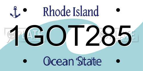 1GOT285 Rhode Island License Plate