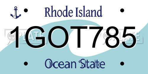 1GOT785 Rhode Island License Plate