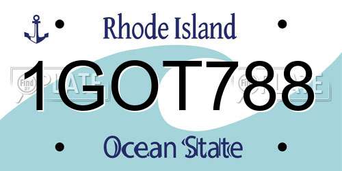 1GOT788 Rhode Island License Plate