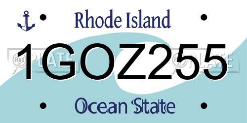 1GOZ255 Rhode Island License Plate