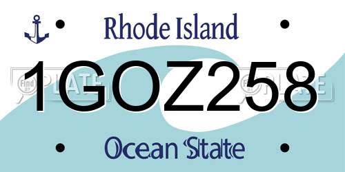 1GOZ258 Rhode Island License Plate