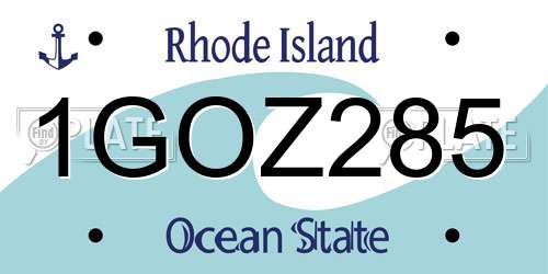 1GOZ285 Rhode Island License Plate