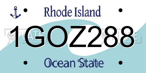 1GOZ288 Rhode Island License Plate