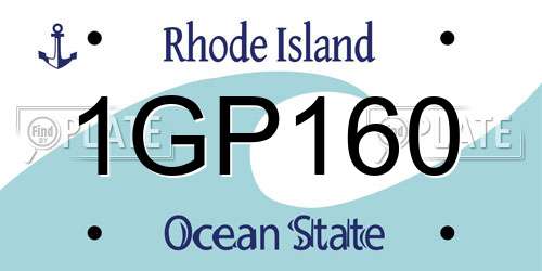 1GP160 Rhode Island License Plate
