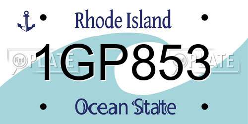 1GP853 Rhode Island License Plate