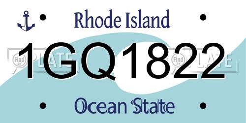 1GQ1822 Rhode Island License Plate
