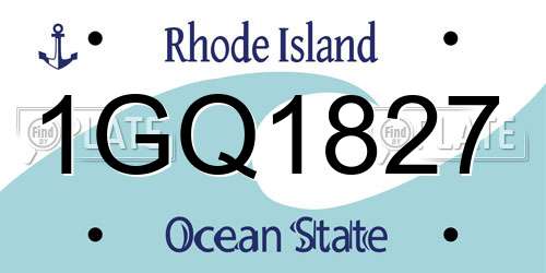 1GQ1827 Rhode Island License Plate