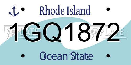 1GQ1872 Rhode Island License Plate