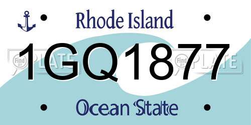 1GQ1877 Rhode Island License Plate