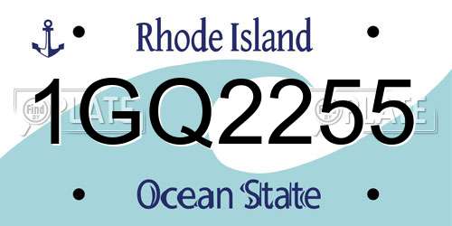 1GQ2255 Rhode Island License Plate