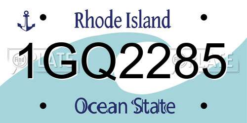 1GQ2285 Rhode Island License Plate