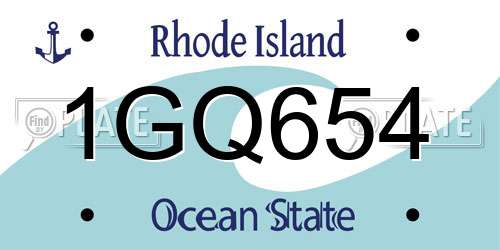 1GQ654 Rhode Island License Plate