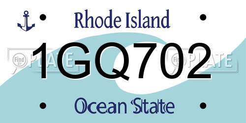 1GQ702 Rhode Island License Plate