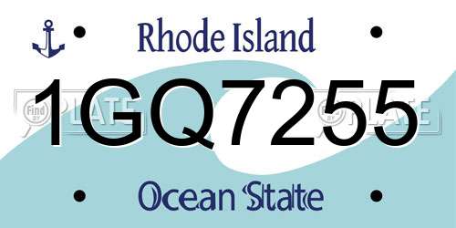 1GQ7255 Rhode Island License Plate