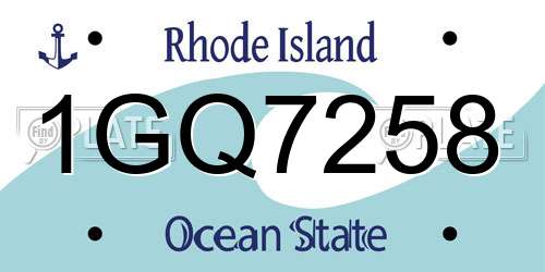 1GQ7258 Rhode Island License Plate