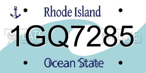 1GQ7285 Rhode Island License Plate