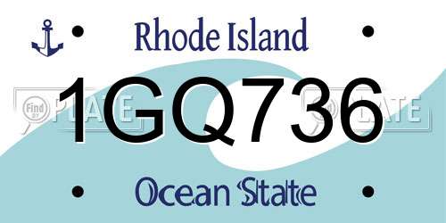 1GQ736 Rhode Island License Plate