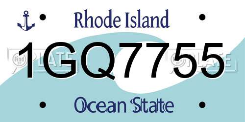 1GQ7755 Rhode Island License Plate