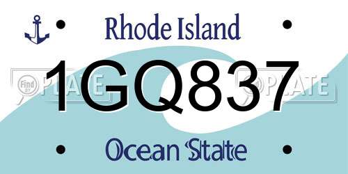 1GQ837 Rhode Island License Plate