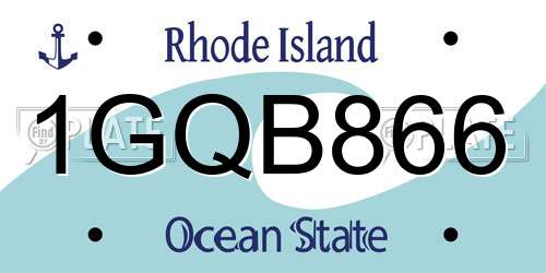 1GQB866 Rhode Island License Plate