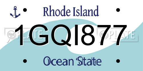 1GQI877 Rhode Island License Plate