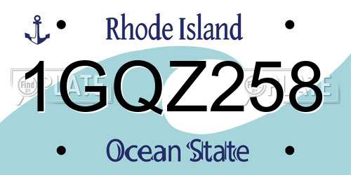 1GQZ258 Rhode Island License Plate