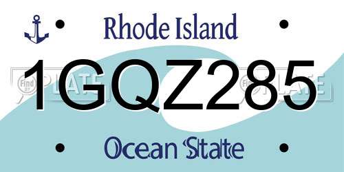 1GQZ285 Rhode Island License Plate