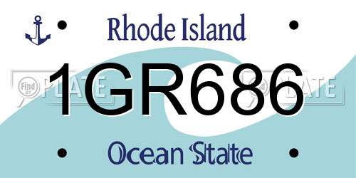 1GR686 Rhode Island License Plate
