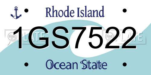 1GS7522 Rhode Island License Plate