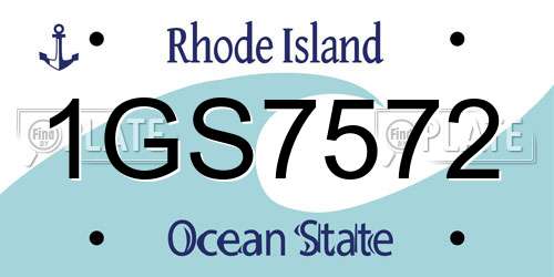 1GS7572 Rhode Island License Plate