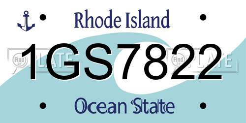 1GS7822 Rhode Island License Plate