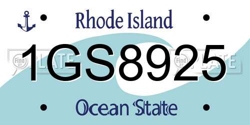 1GS8925 Rhode Island License Plate