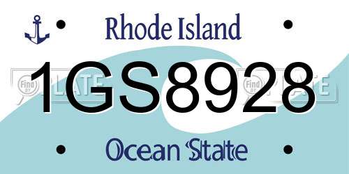 1GS8928 Rhode Island License Plate