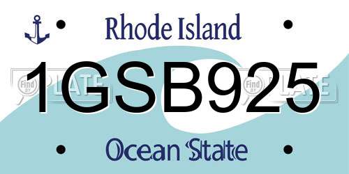 1GSB925 Rhode Island License Plate