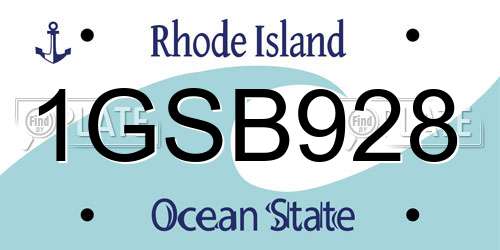 1GSB928 Rhode Island License Plate