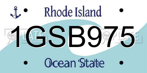 1GSB975 Rhode Island License Plate