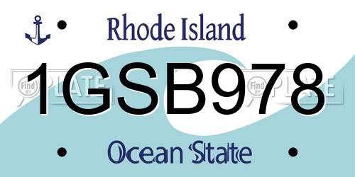 1GSB978 Rhode Island License Plate