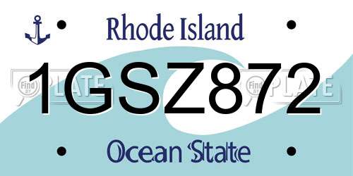 1GSZ872 Rhode Island License Plate