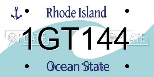 1GT144 Rhode Island License Plate