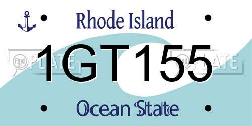 1GT155 Rhode Island License Plate